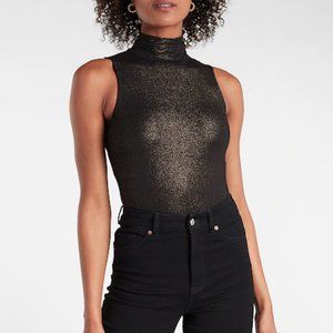 Express Metallic Mock Neck Sleeveless Thong Bodysuit - NWT